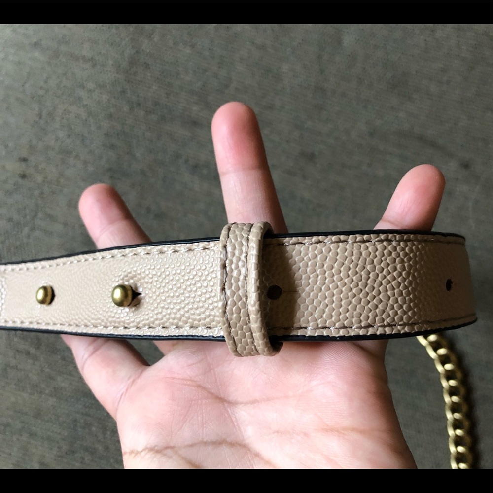 Cream Quilted Crossbody Chain Shoulder Bag Purse - Picture 6 of 13